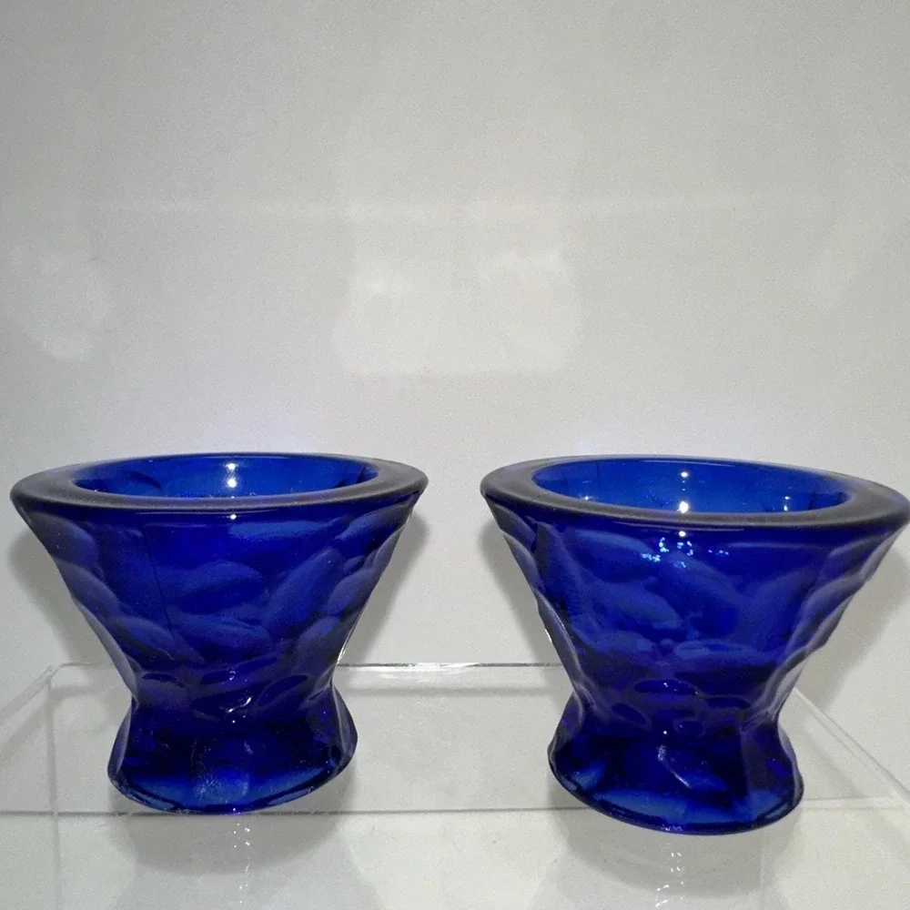 Luminarc Cobalt Blue Glass Egg Cups Set Of 2 France 1.75
